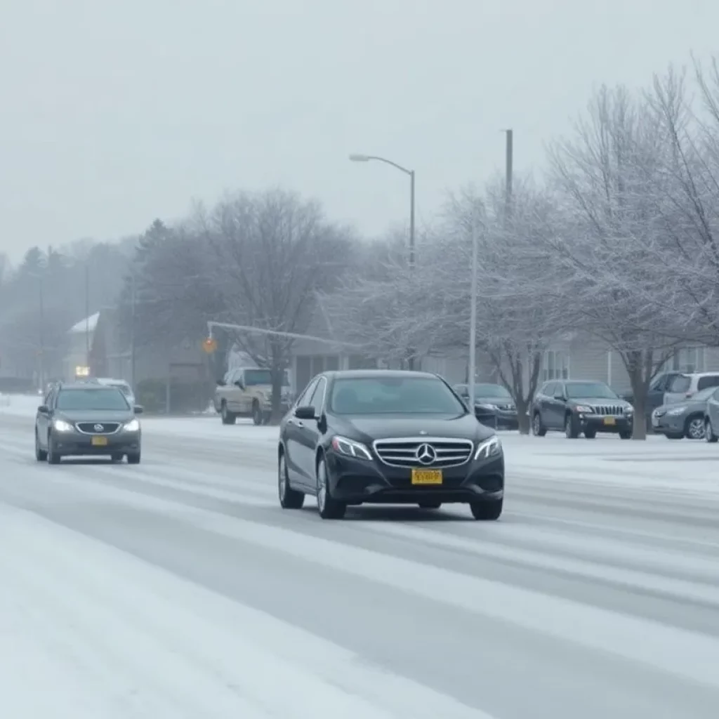 Snowy landscape in North Georgia during a winter storm