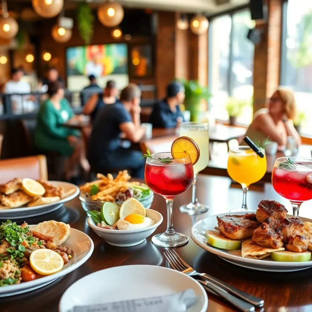 Vibrant brunch dishes and cocktails in Atlanta