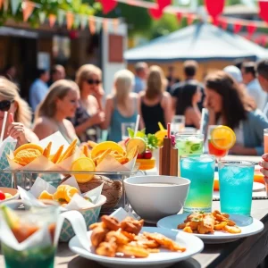 People enjoying food and drinks at the Atlanta Brunch Festival 2025