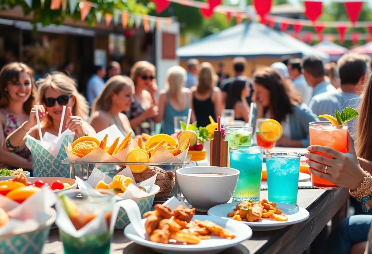 People enjoying food and drinks at the Atlanta Brunch Festival 2025