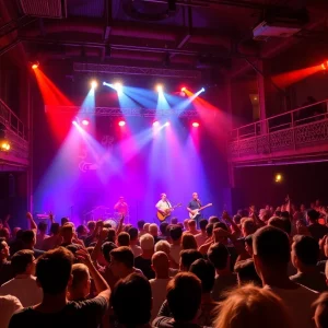 Crowded concert event with colorful lights in Atlanta