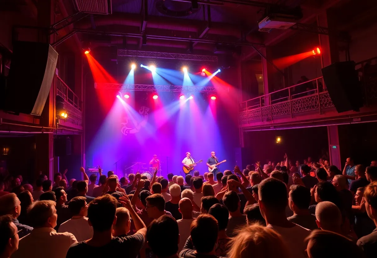 Crowded concert event with colorful lights in Atlanta