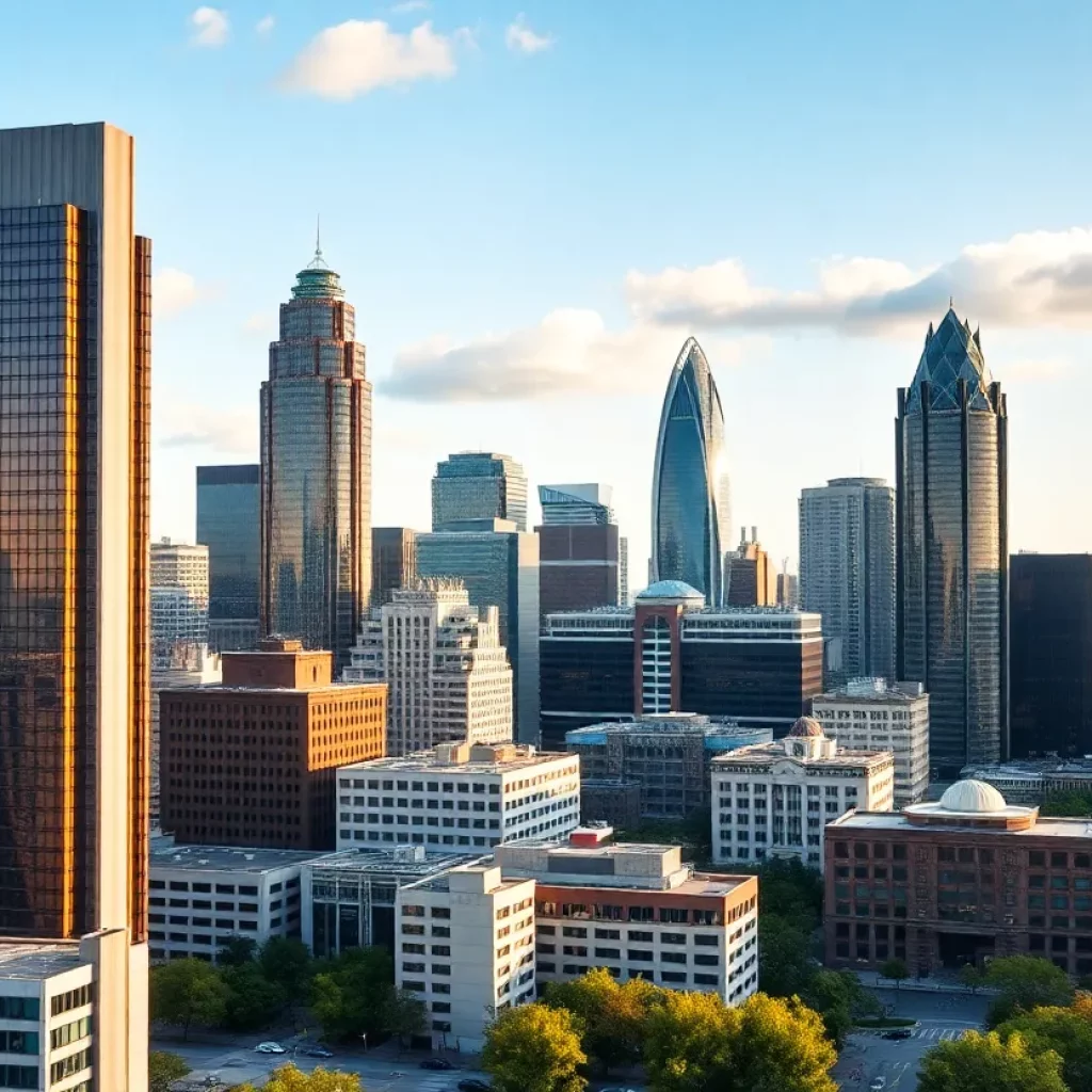 Skyline of Atlanta featuring modern corporate buildings