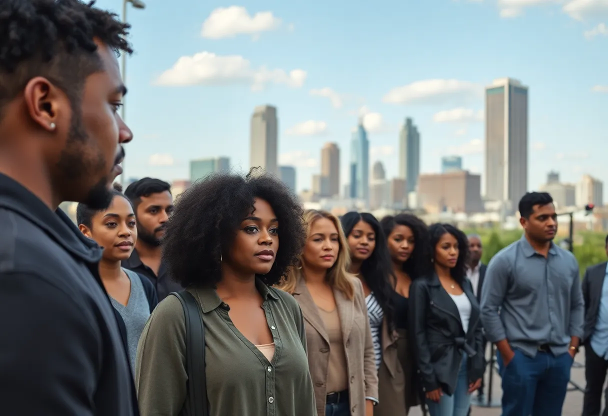 Actors auditioning on a film set in Atlanta