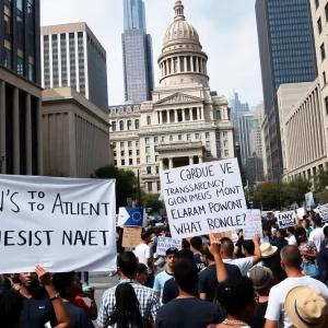 Protesters in Atlanta advocating for government efficiency and transparency.