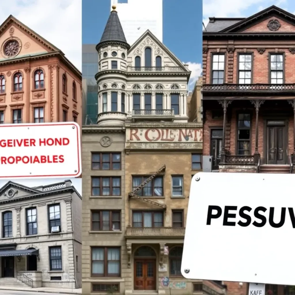 Collage of endangered historic sites in Atlanta.