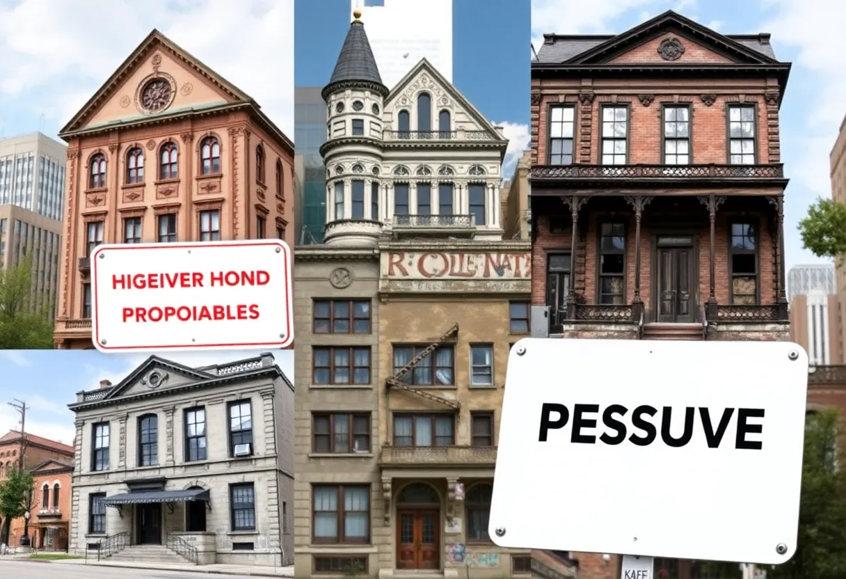 Collage of endangered historic sites in Atlanta.