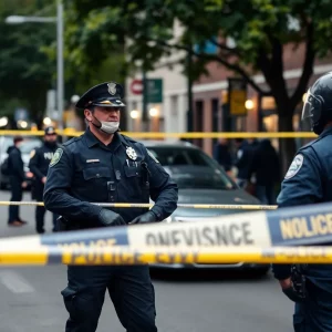 Police presence at a crime scene during an investigation in Atlanta.
