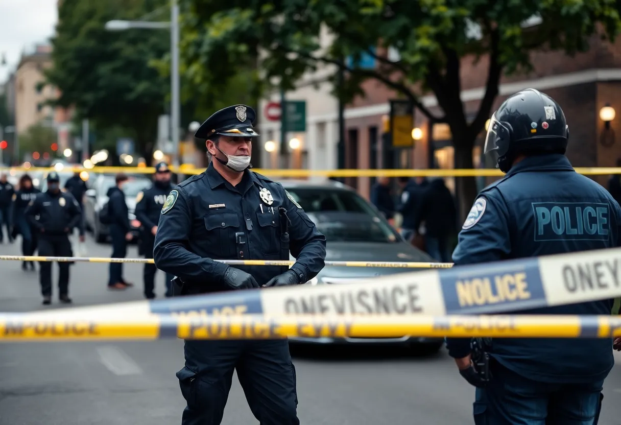Police presence at a crime scene during an investigation in Atlanta.
