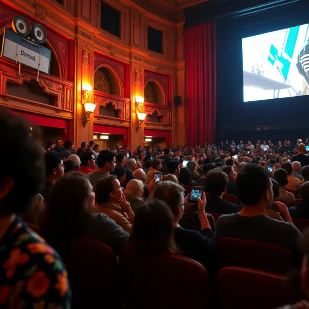 Audience enjoying the Atlanta Jewish Film Festival at a historic theater.