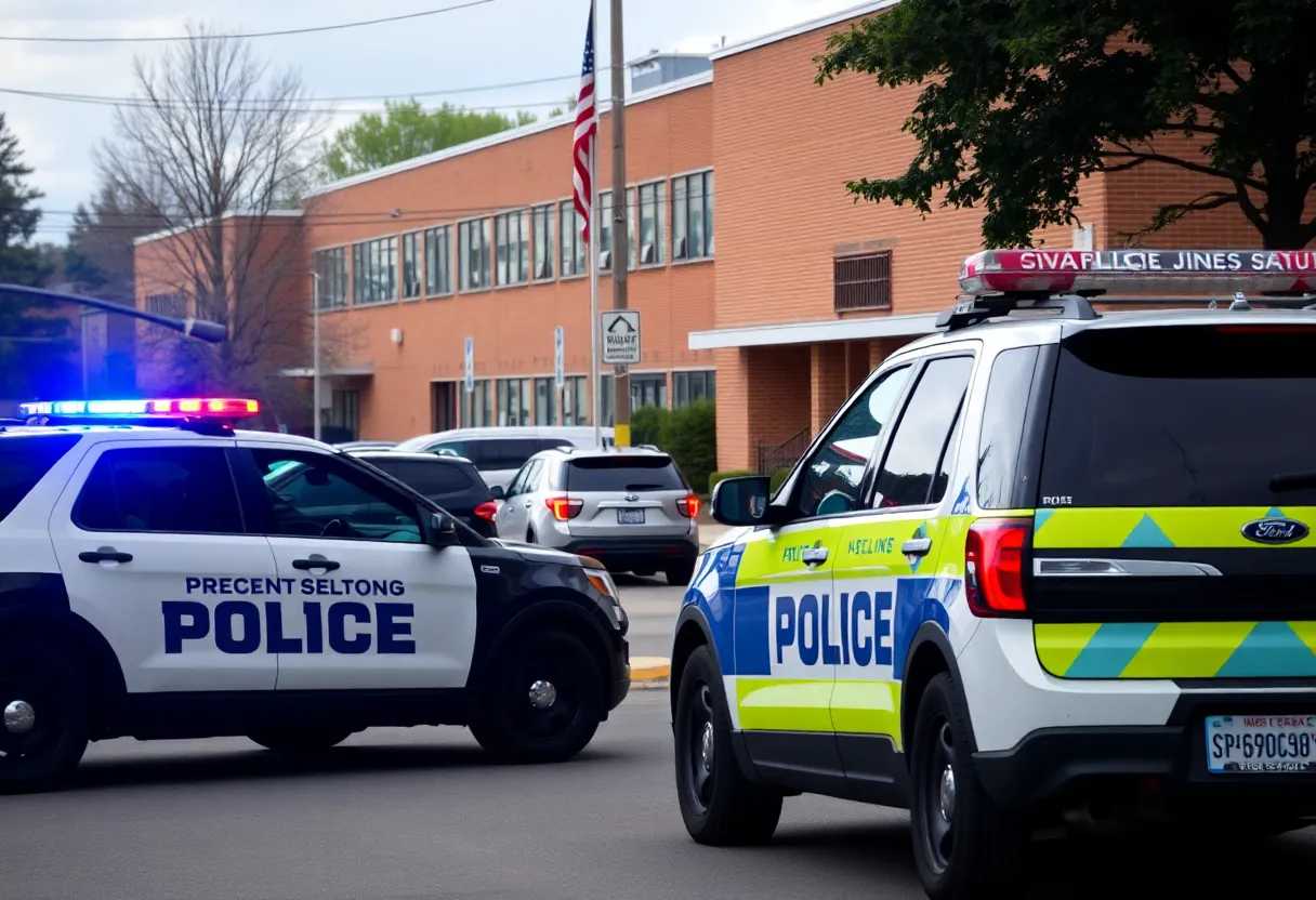 Police vehicles outside Atlanta schools during lockdown
