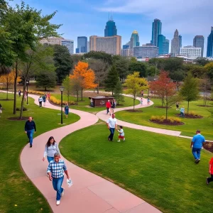Community enjoying the newly named Shirley Franklin Park.