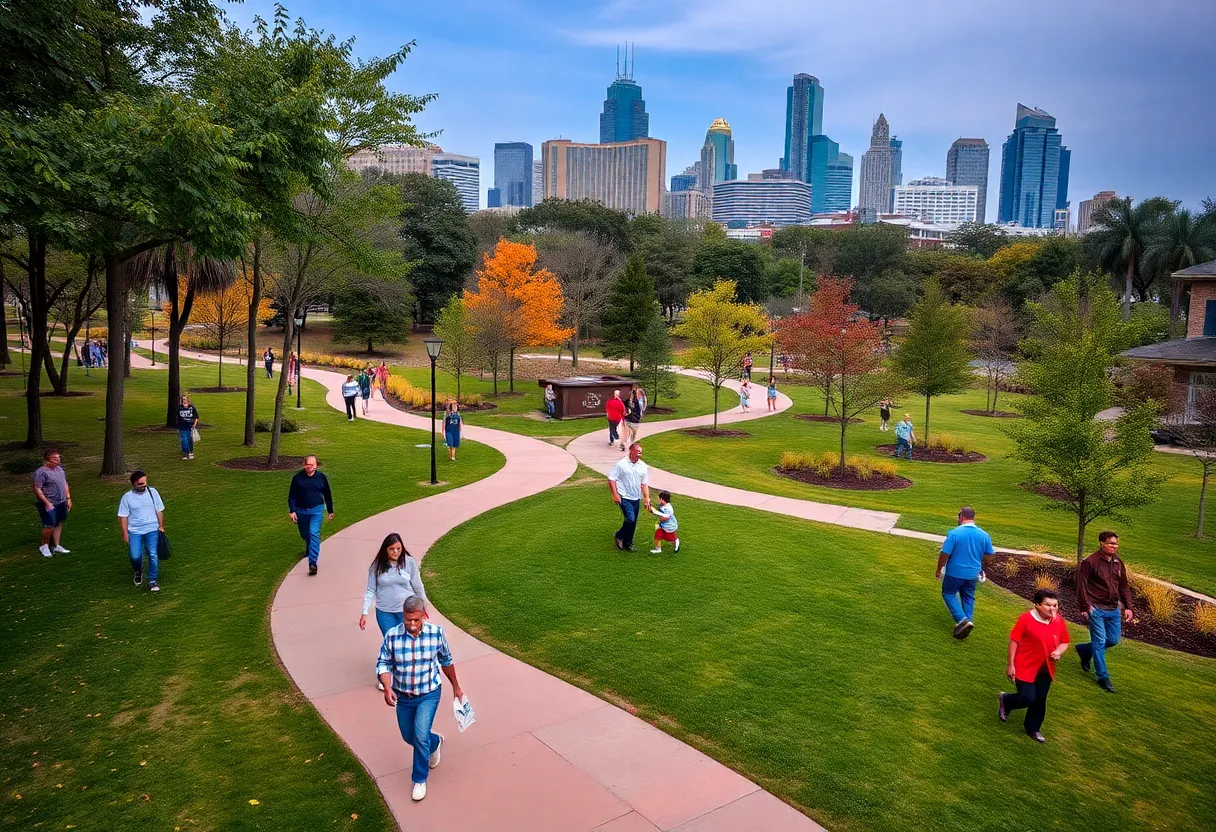 Community enjoying the newly named Shirley Franklin Park.