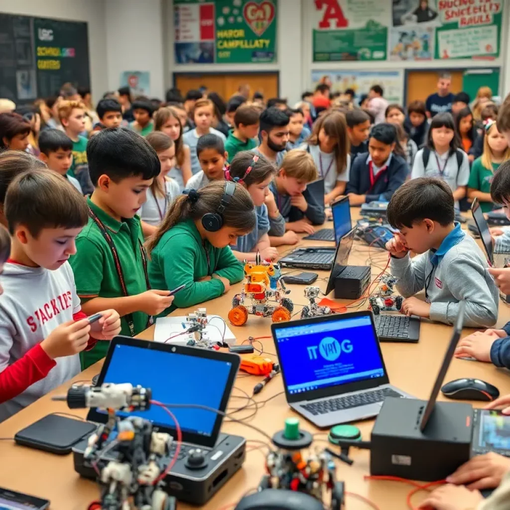 Students presenting their technology projects at the Atlanta competition