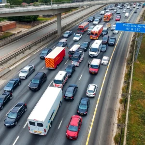 Major traffic jam on Atlanta's I-75/85 Connector due to a multi-vehicle crash.