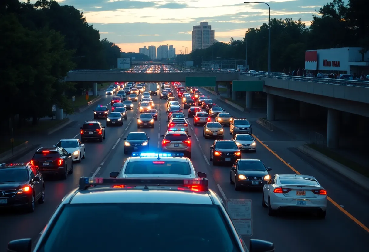 Traffic jam on Atlanta highway during rush hour