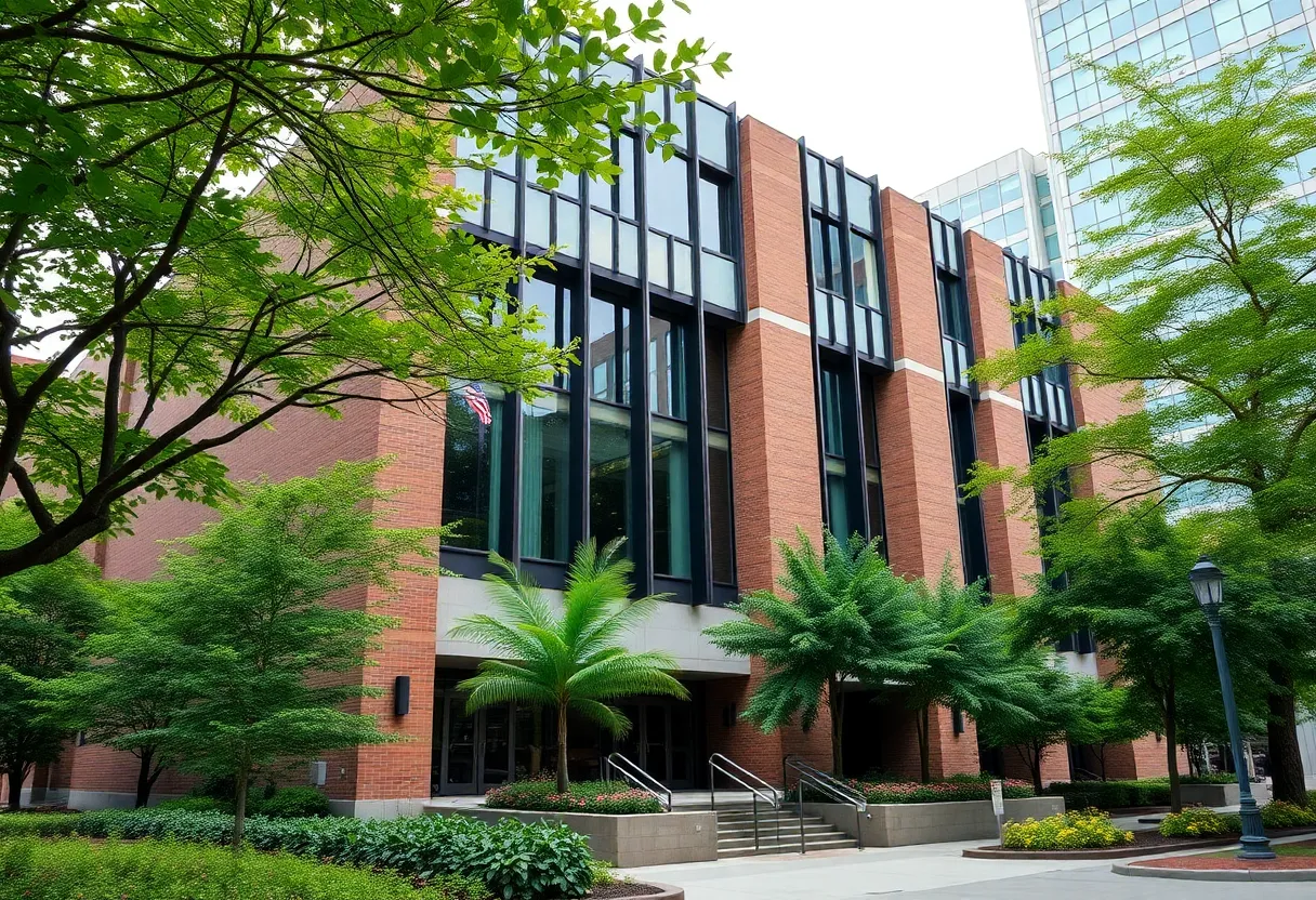 A view of the Atlanta City Jail facility showcasing its architecture.