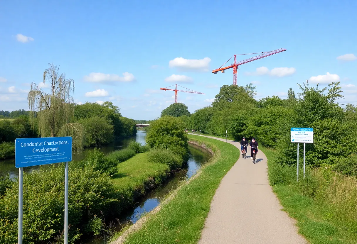 Scenic view of Augusta Canal Trail with people enjoying outdoor activities
