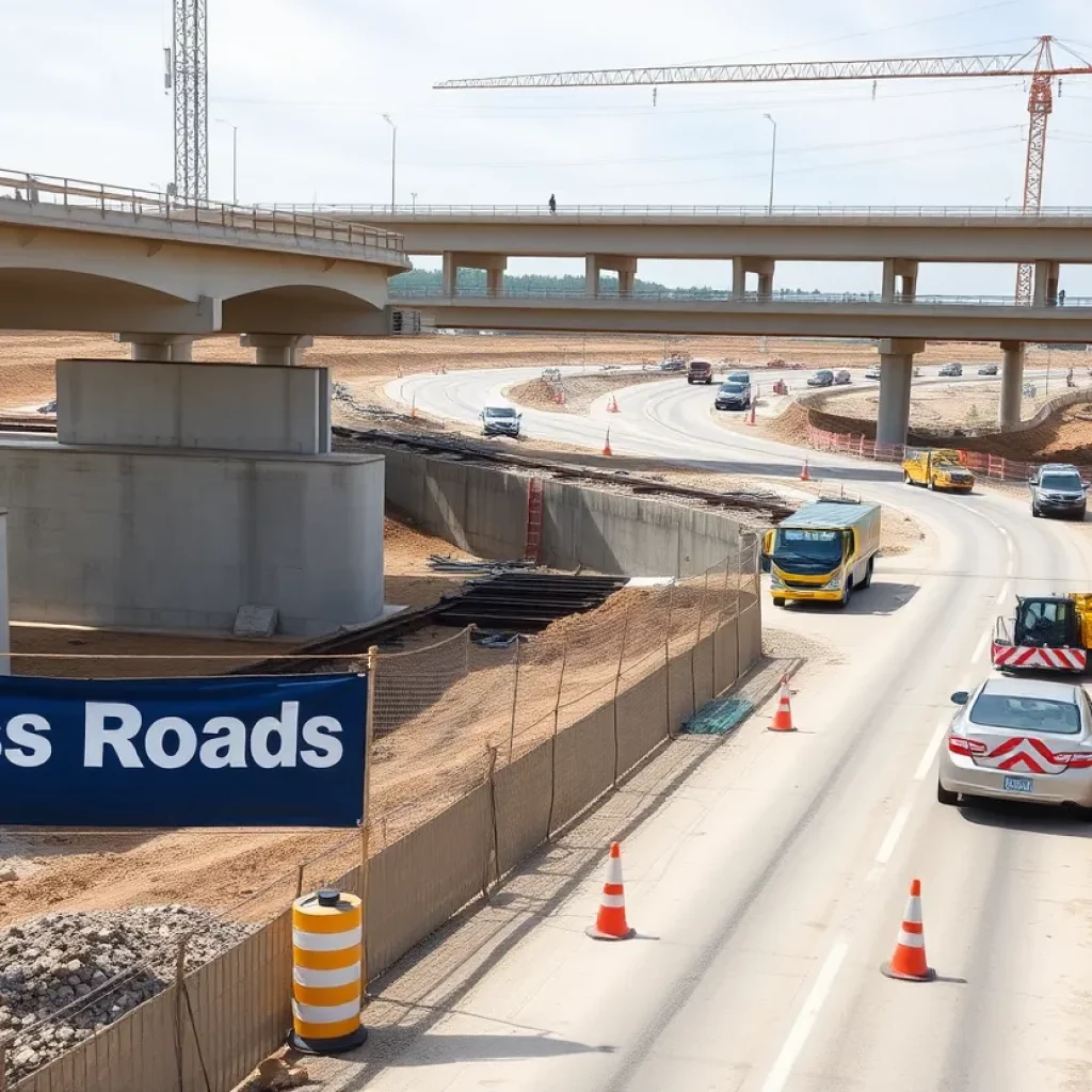 Construction of the new Bass Road bridge, emphasizing safety and improvements.
