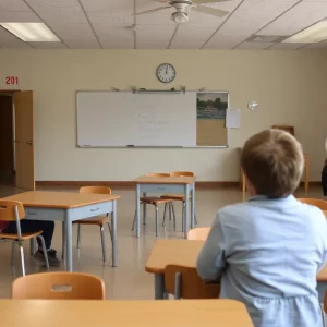 A view of an empty daycare classroom in Georgia due to financial strain.