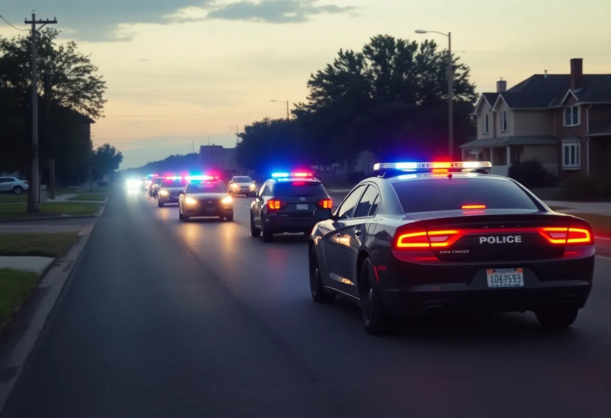 Police vehicles responding to a high-speed chase