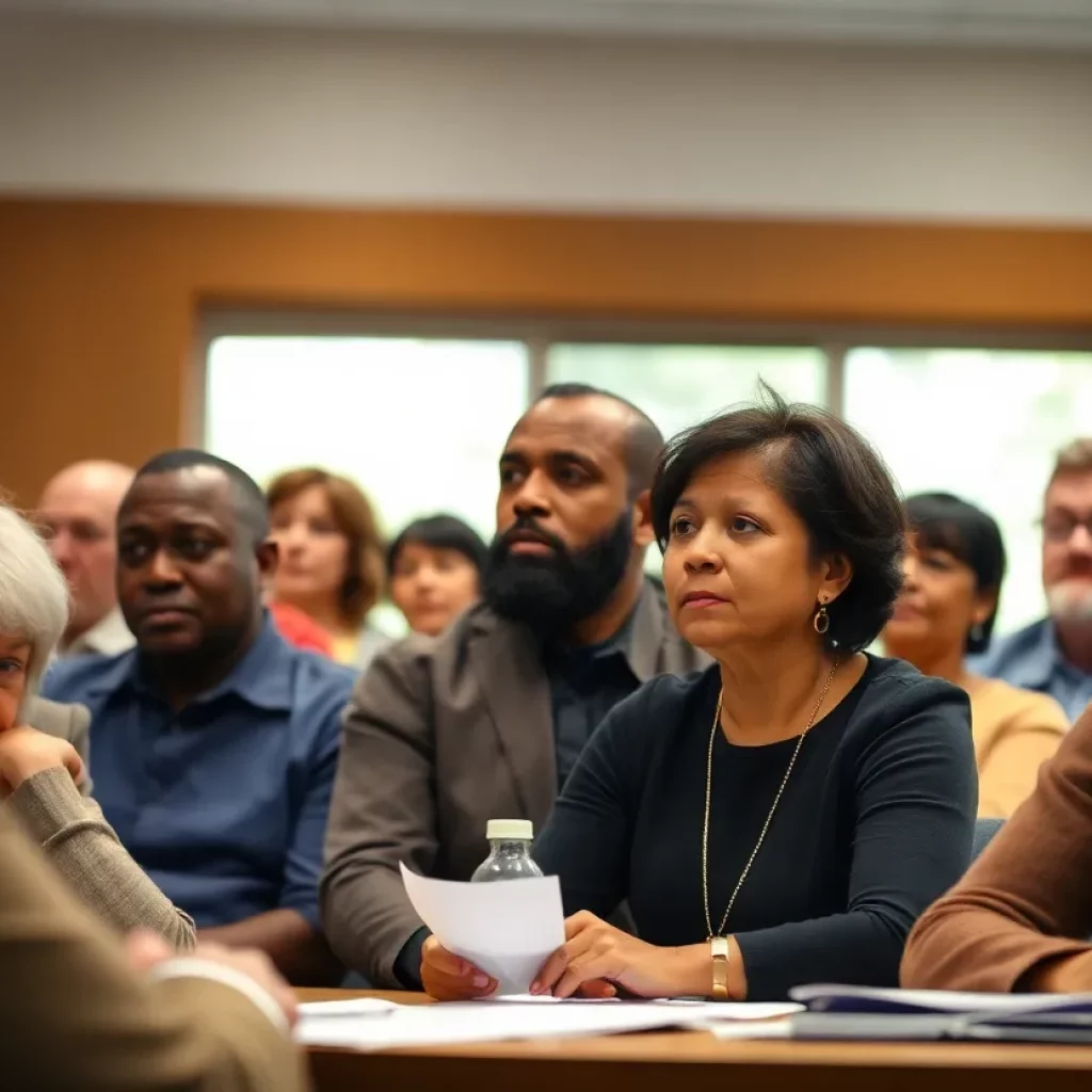 Residents voicing their concerns at a community meeting about a sports complex.