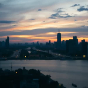 Cityscape representing the pursuit of justice in a legal case.