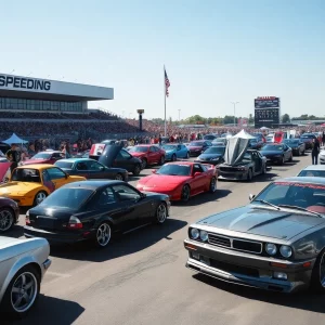 Car enthusiasts enjoying the FuelFest 2025 event at Atlanta Motor Speedway.