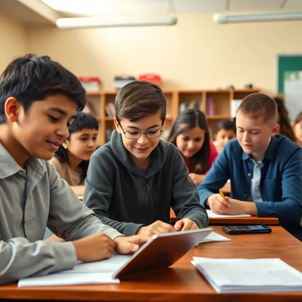 Students in a classroom setting exploring new educational technologies.
