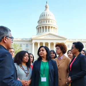 Parents and educators discussing educational policies in Georgia