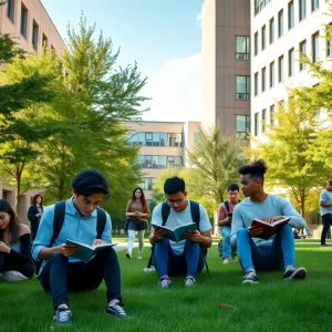 A vibrant scene of students on Georgia Tech's campus