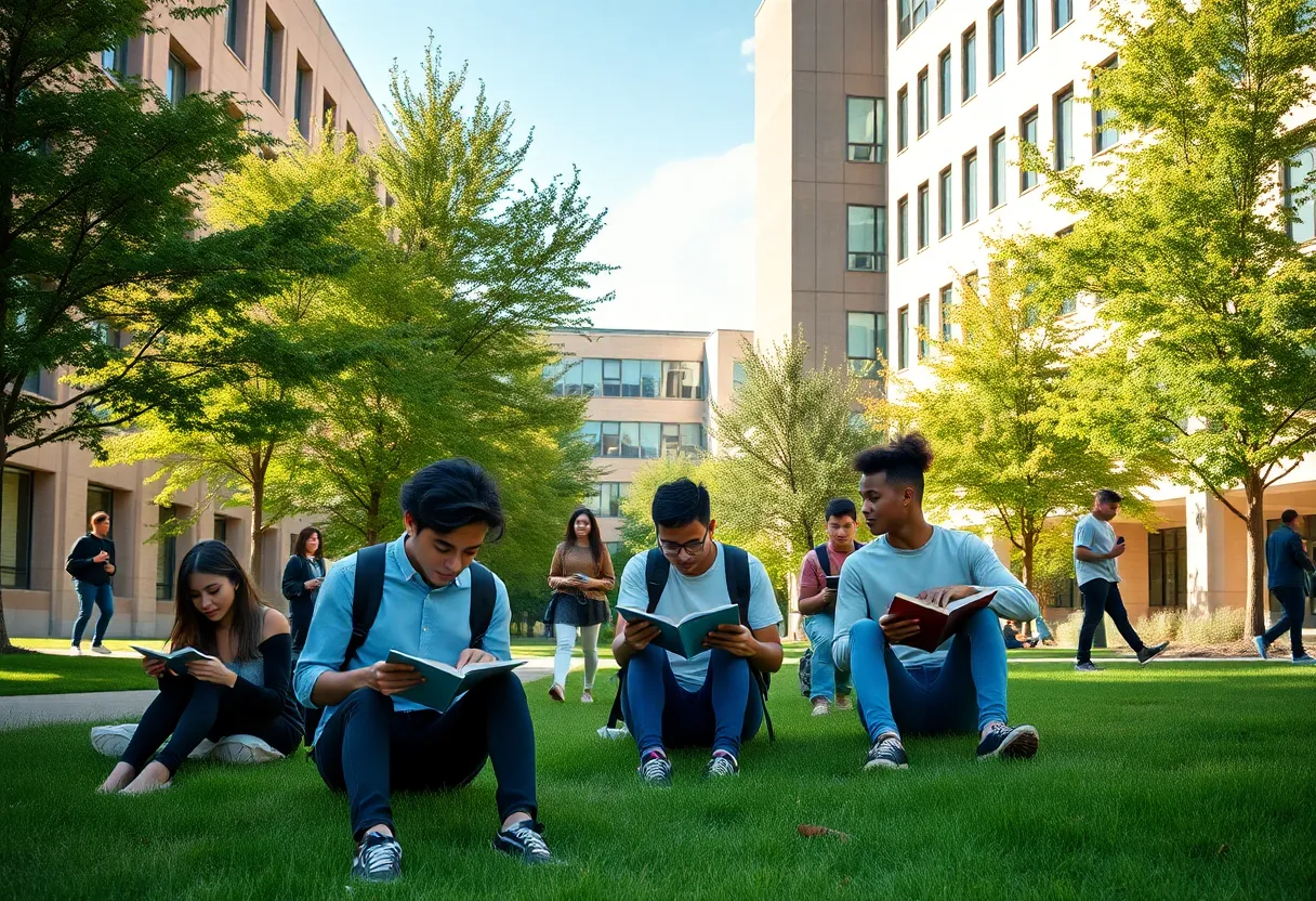 A vibrant scene of students on Georgia Tech's campus