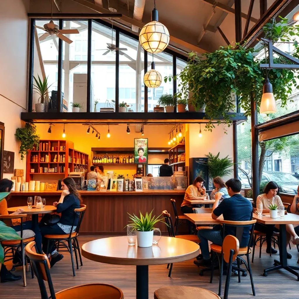 Interior view of Haraz Coffee House with people enjoying coffee
