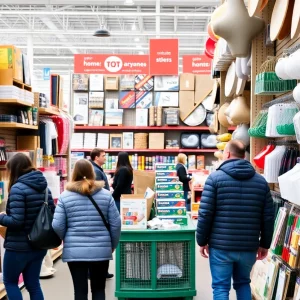 Customers exploring home improvement products in a Home Depot store