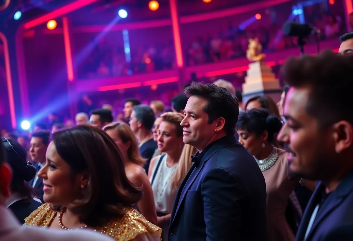 A dynamic atmosphere at Grammy Awards, capturing excitement and celebration