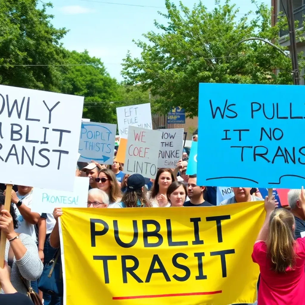 Community protest in Kirkwood against MARTA bus route changes.