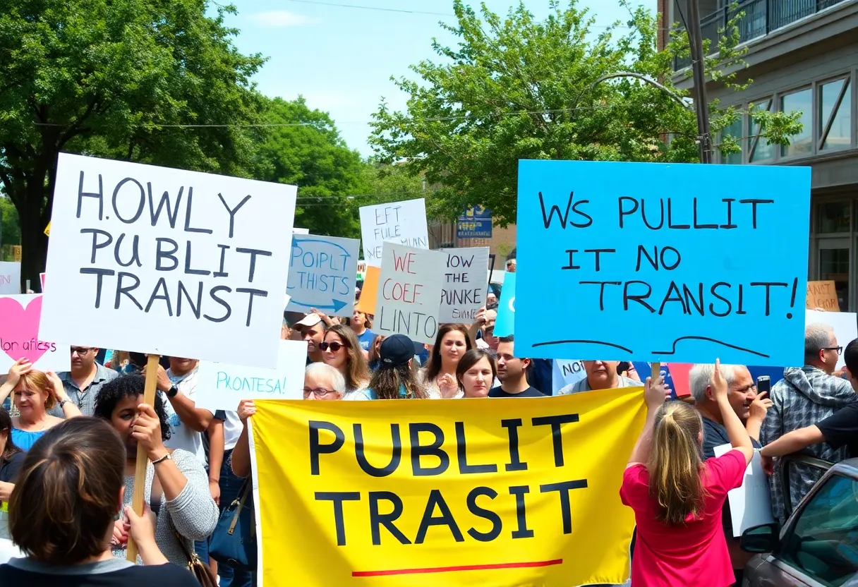 Community protest in Kirkwood against MARTA bus route changes.
