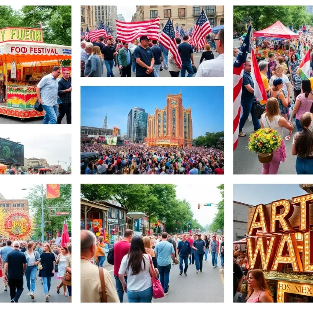 A collage of March events in Atlanta featuring food, art, and celebrations.