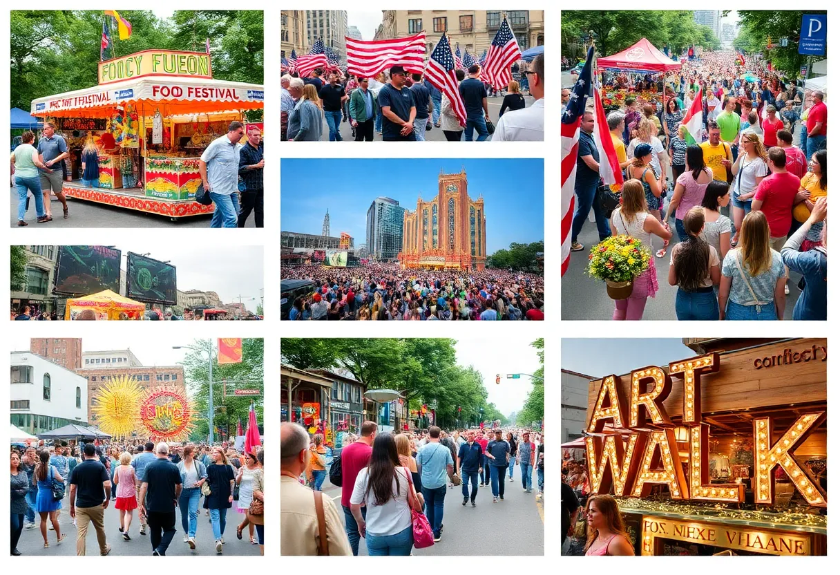 A collage of March events in Atlanta featuring food, art, and celebrations.
