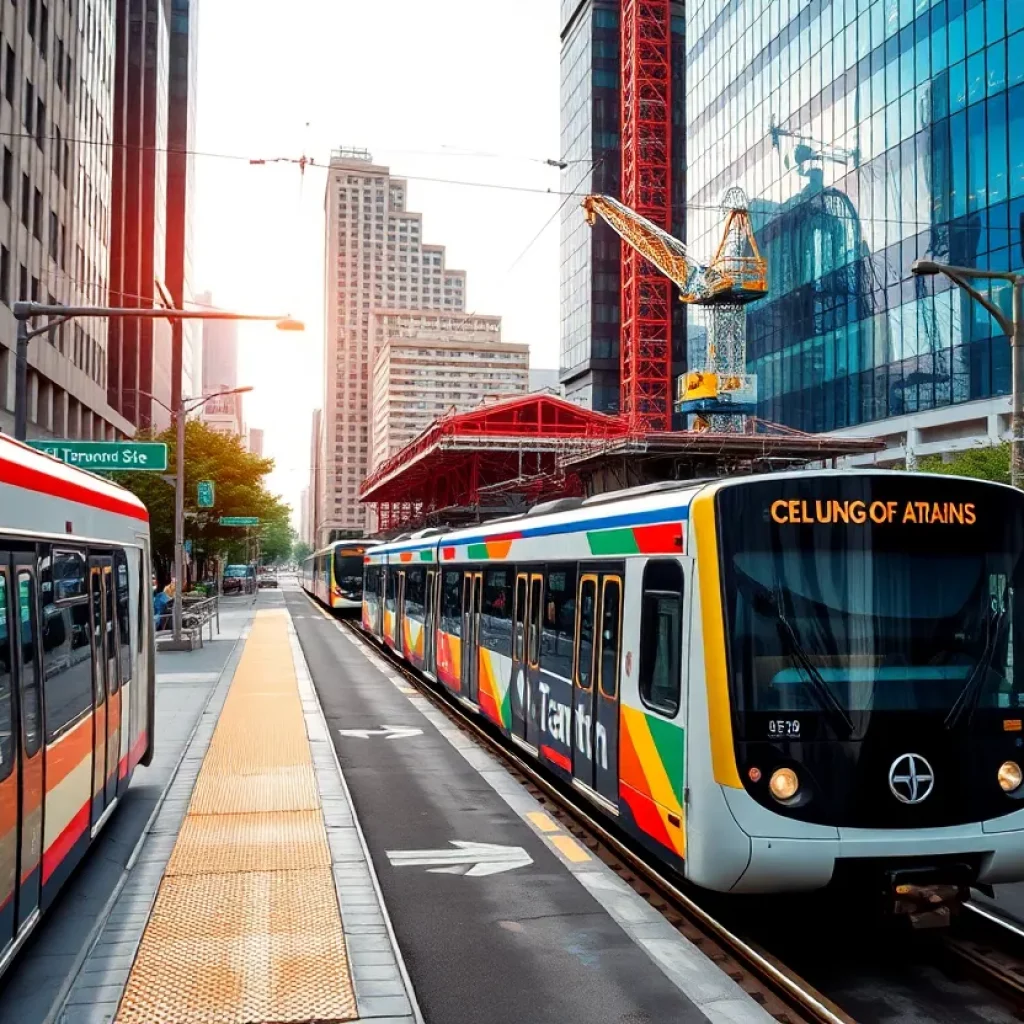 Render of MARTA Five Points station concept with construction imagery