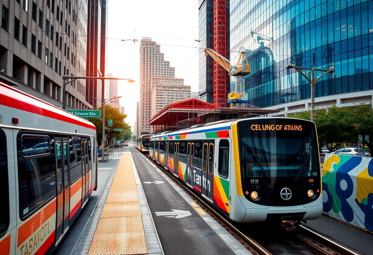 Render of MARTA Five Points station concept with construction imagery