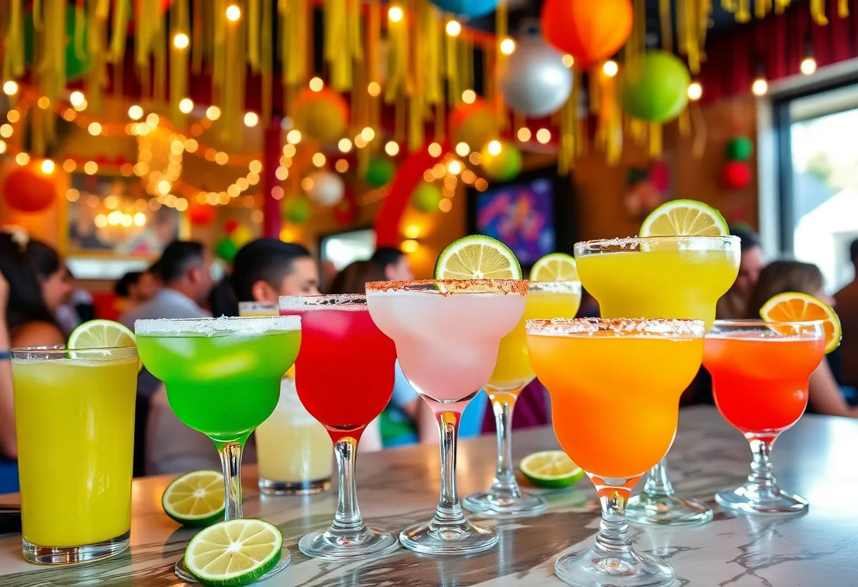 Colorful margaritas served at a celebration for National Margarita Day in Atlanta