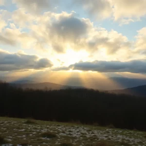 Scenic view of North Georgia showcasing early spring sunlight