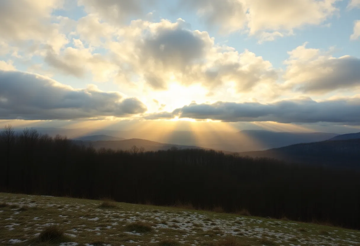 Scenic view of North Georgia showcasing early spring sunlight