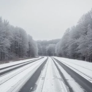 Winter landscape in North Georgia with snow and ice