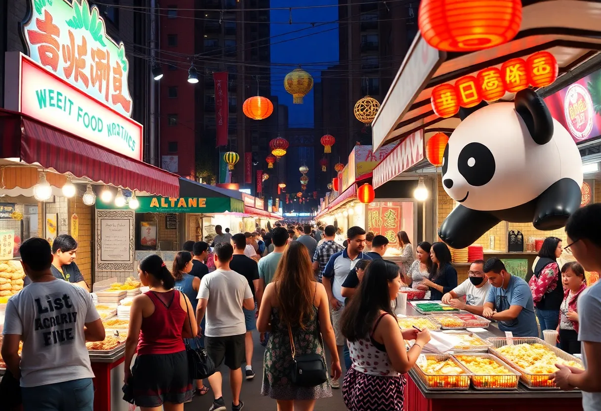 Colorful stalls and food at Panda Fest in Atlanta