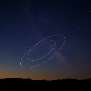 Night sky showcasing a planetary parade over Georgia