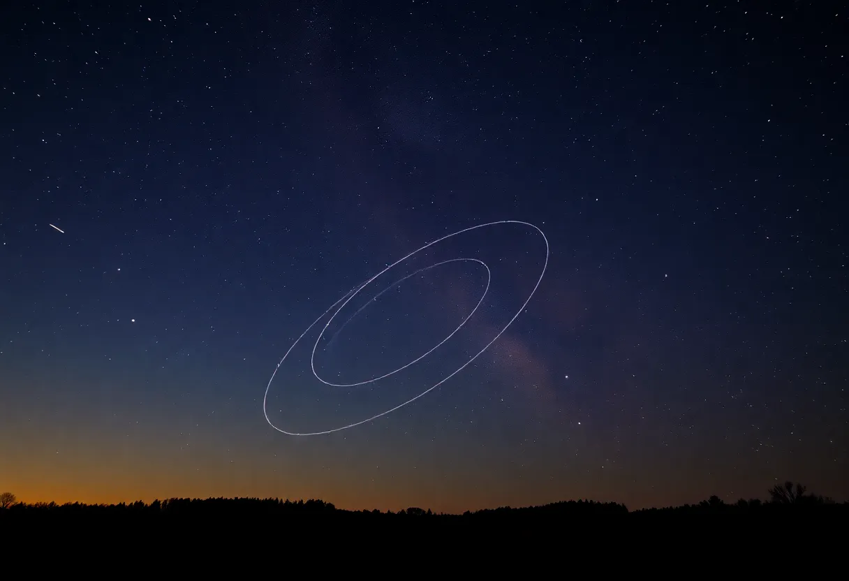Night sky showcasing a planetary parade over Georgia
