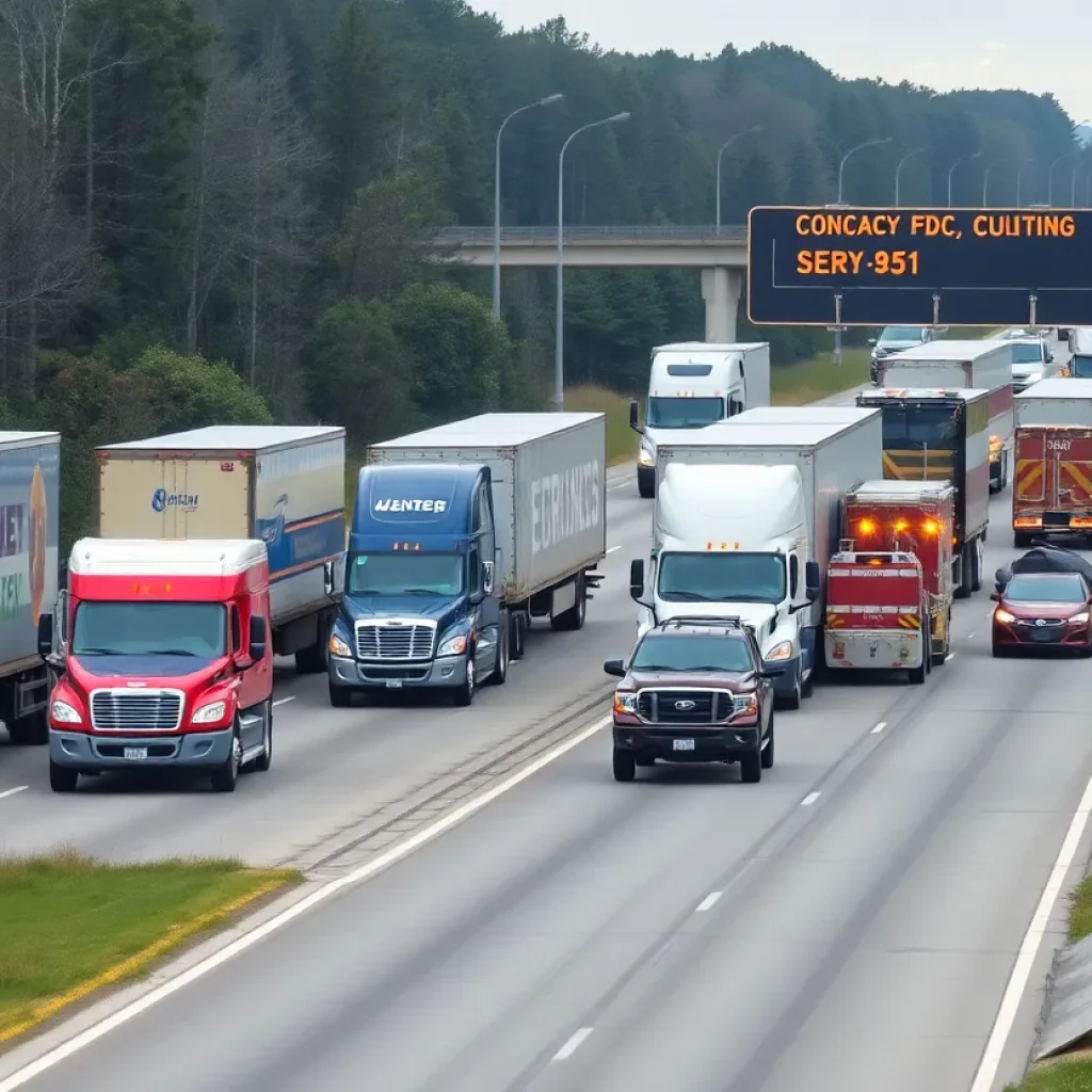 Traffic congestion on a Georgia highway due to semi-truck accidents