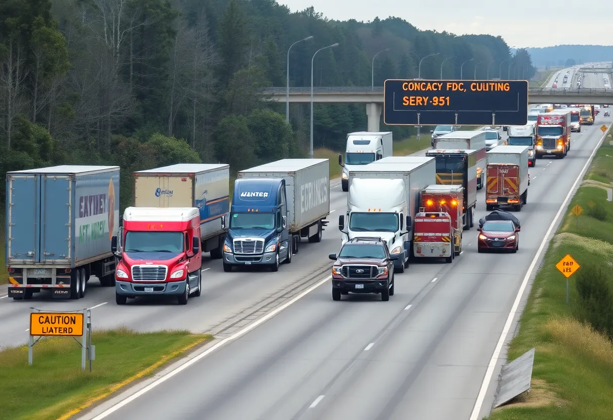 Traffic congestion on a Georgia highway due to semi-truck accidents